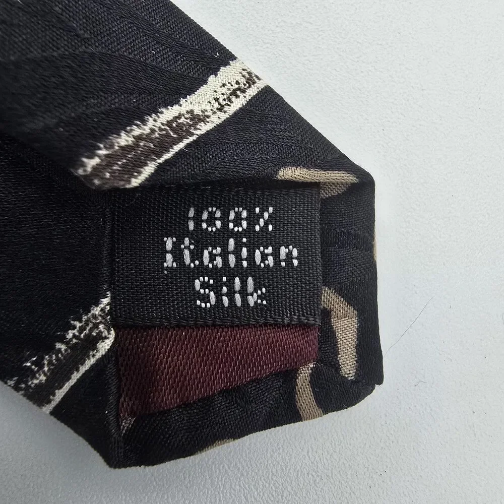 Zylos George Machado Necktie Gray Geometric Square Silk 55 X 4in Vintage